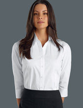 John Kevin Women’s 3/4 Sleeve Self-Stripe