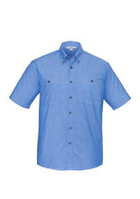 Biz Collection Mens Short Sleeve Wrinkle Free Chambray Shirt